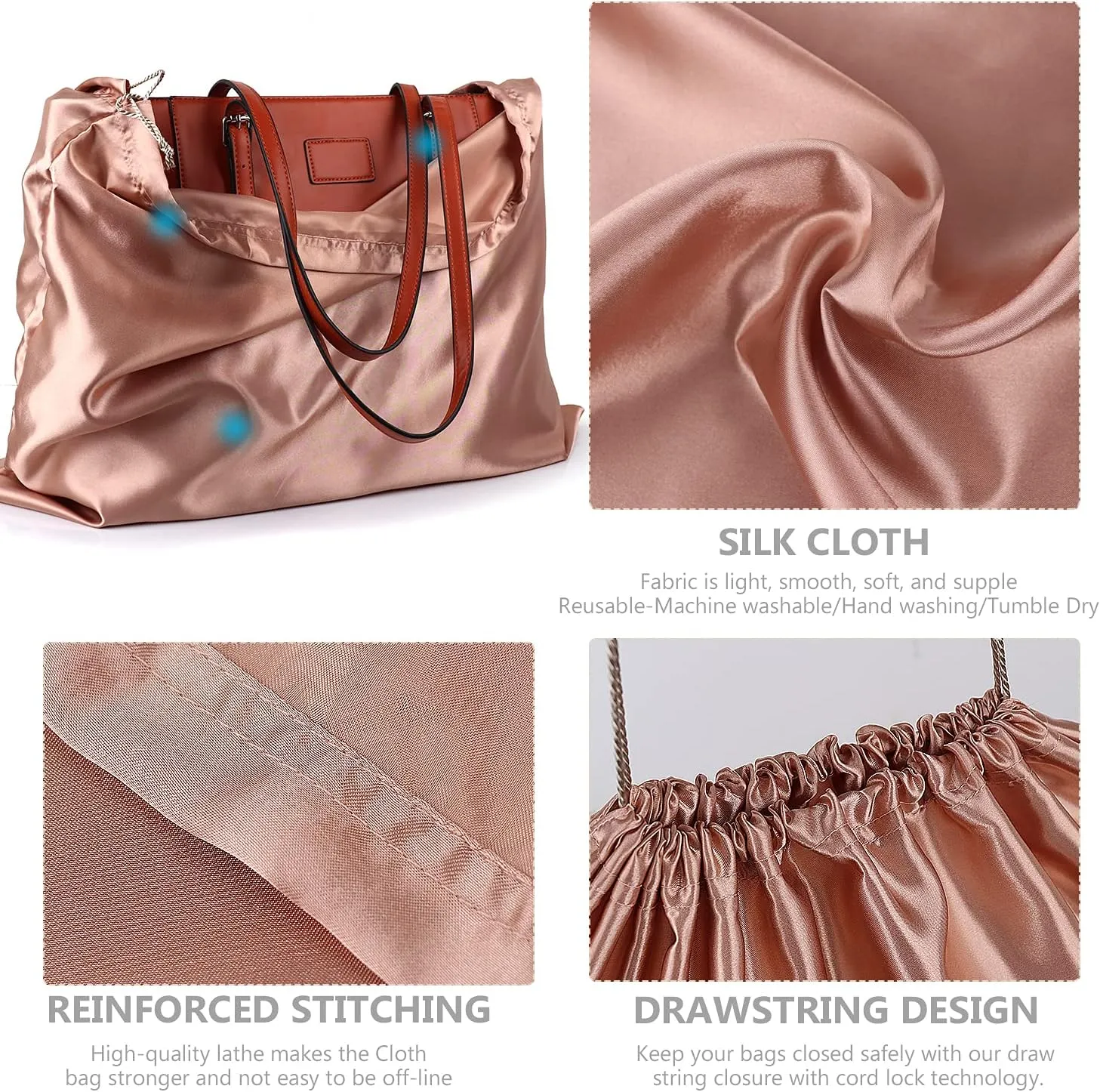 PlasMaller Dust Cover Storage Bags Silk Cloth with Drawstring Pouch For Handbags Purses Pocketbooks Shoes Boots Set of 2