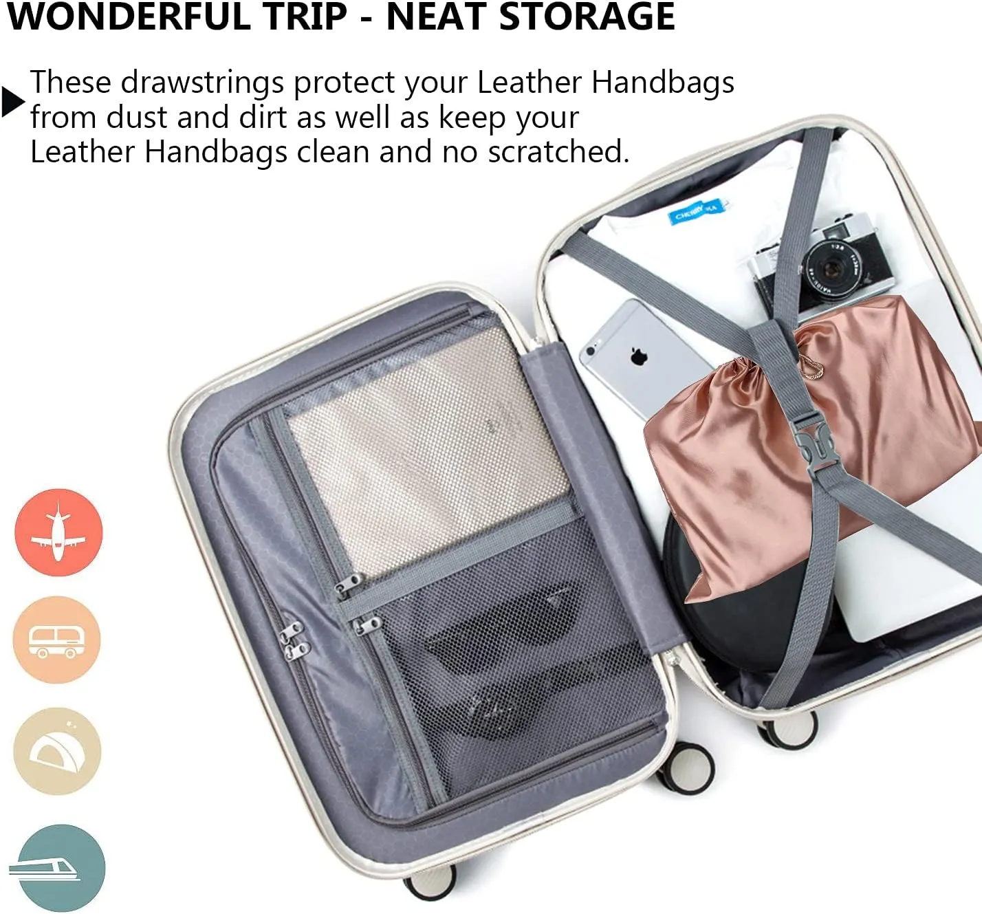 PlasMaller Dust Cover Storage Bags Silk Cloth with Drawstring Pouch For Handbags Purses Pocketbooks Shoes Boots Set of 6, Pink (23.6 x 19.6 in)