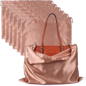 PlasMaller Dust Cover Storage Bags Silk Cloth with Drawstring Pouch For Handbags Purses Pocketbooks Shoes Boots Set of 6, Pink (23.6 x 19.6 in)