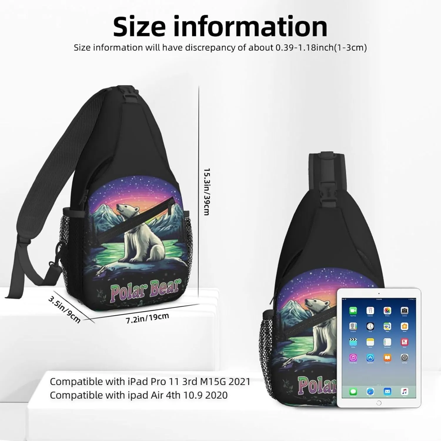 Polar Bear Sling Bag For Women Crossbody Shoulder Bag Casual Daypack Backpacks Men Chest Bag Gym Cycling Travel Hiking