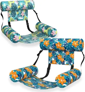 Pool Floats Frabic Covered for Adults 2 Pack, Inflatable Pool Lounge, Water Floats, Pool Chair for Pool Party, Sea, Beach, Lake River