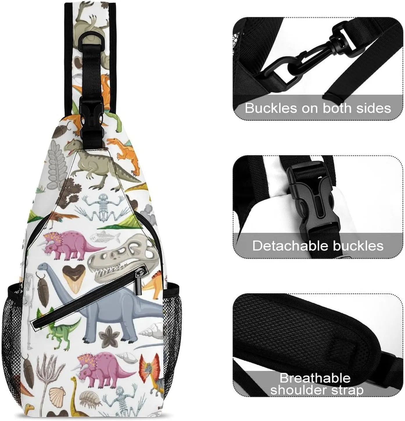Prehistoric-dinosaur-animal Crossbody Backpack For Men Women, Chest Bag Shoulder Bag, Travel Daypack Sling Backpack