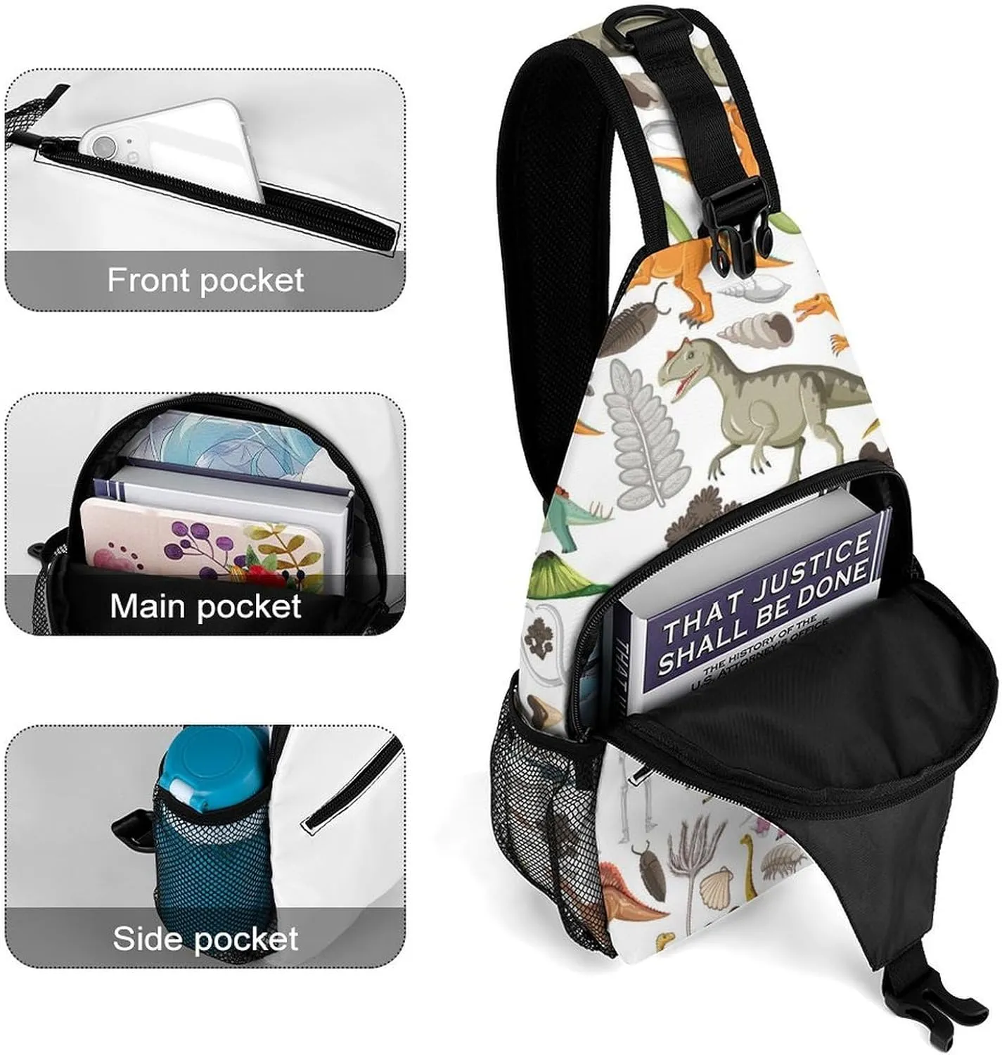Prehistoric-dinosaur-animal Crossbody Backpack For Men Women, Chest Bag Shoulder Bag, Travel Daypack Sling Backpack