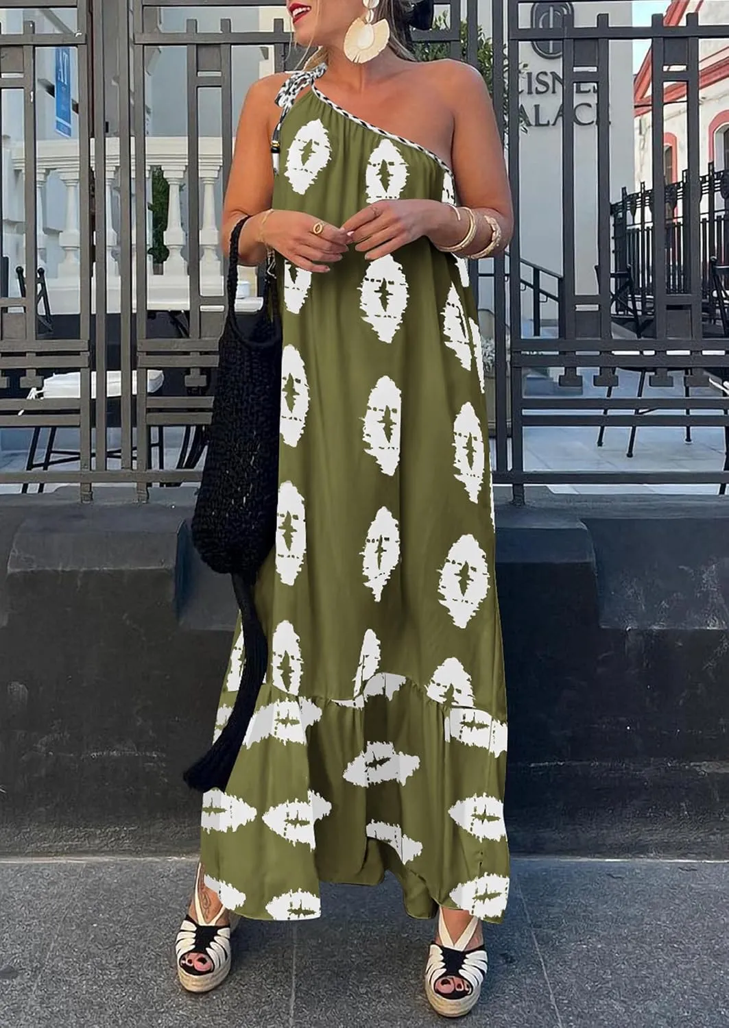 PRETTYGARDEN Women's 2025 Summer Maxi Dresses One Shoulder Printed Flowy Boho Beach Vacation Long Sundress