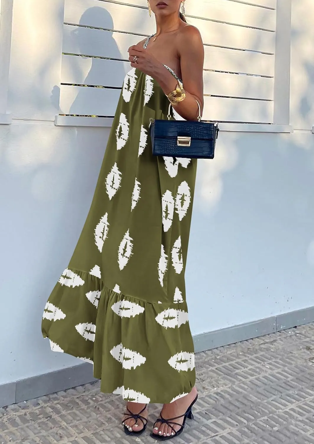 PRETTYGARDEN Women's 2025 Summer Maxi Dresses One Shoulder Printed Flowy Boho Beach Vacation Long Sundress