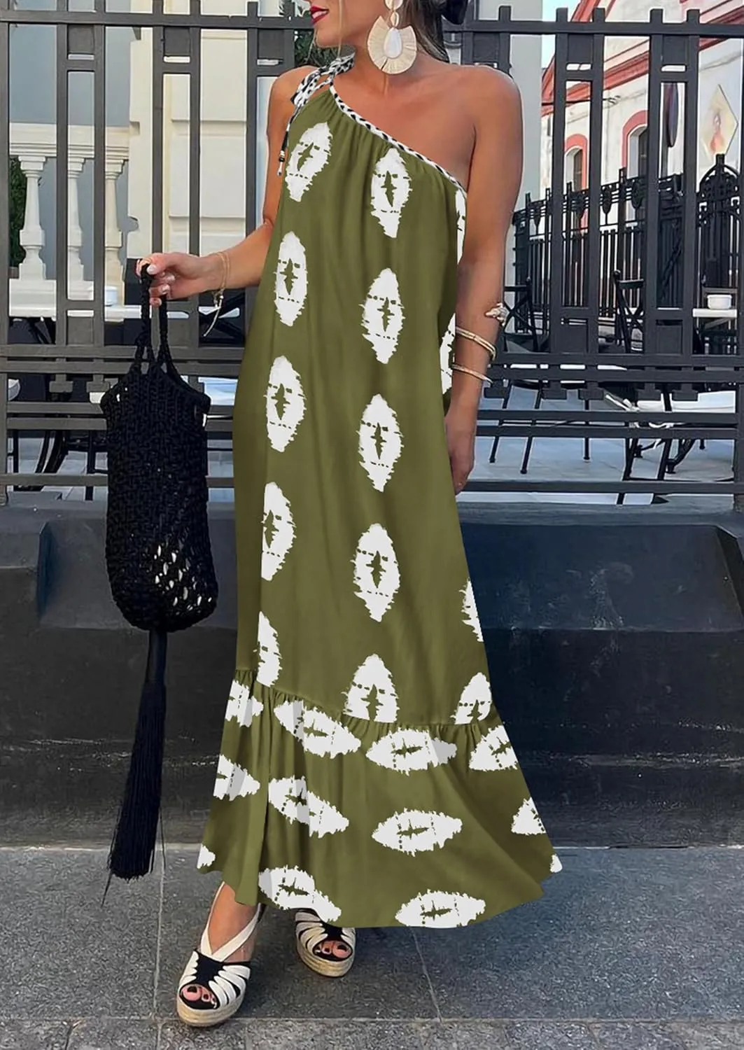PRETTYGARDEN Women's 2025 Summer Maxi Dresses One Shoulder Printed Flowy Boho Beach Vacation Long Sundress