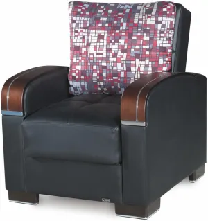 PrimeNest Mobilon Collection Upholstered Convertible Armchair with Storage, Black-PU