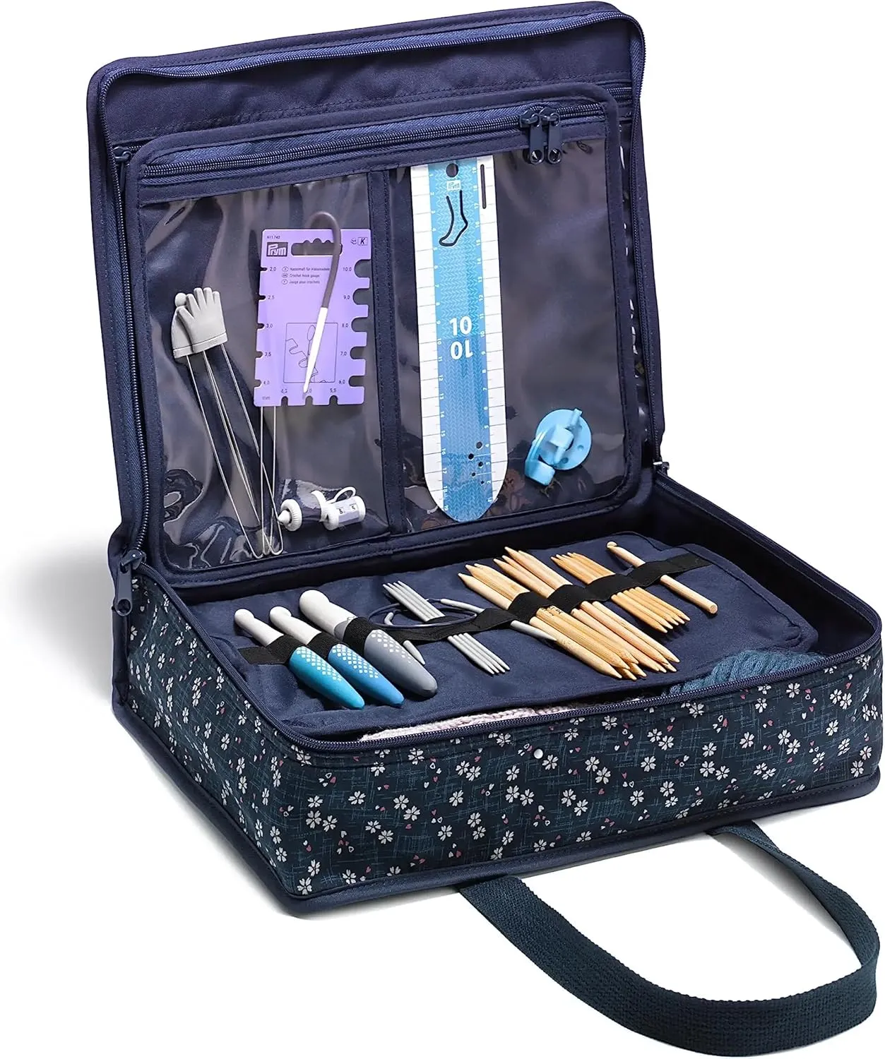Prym Purpose, Navy Floral Project Organizer Bag, Blue