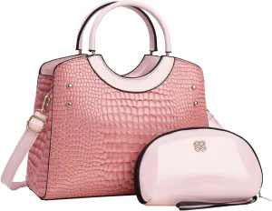 PU Leather Handbag for Women Crocodile Embossed Shoulder Bag Waterproof Crossbody Bag Large Messenger Bag