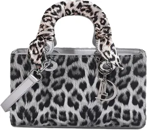 PU Leather Shoulder Handbag for Women Fashion Messenger Satchel Elegant Hobo Top Leopard Print Crossbody Bag