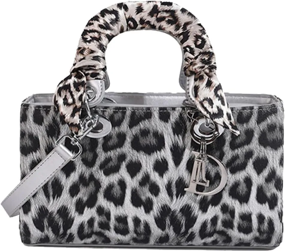 PU Leather Shoulder Handbag for Women Fashion Messenger Satchel Elegant Hobo Top Leopard Print Crossbody Bag