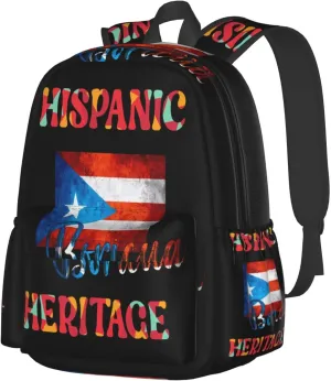 Puerto Rico Boricua Hispanic Heritage Month Laptop Backpack Work Travel Backpacks Business Rucksack Casual Outdoor Daypack with Adjustable Strap Bags for Sports Office Gym Hiking