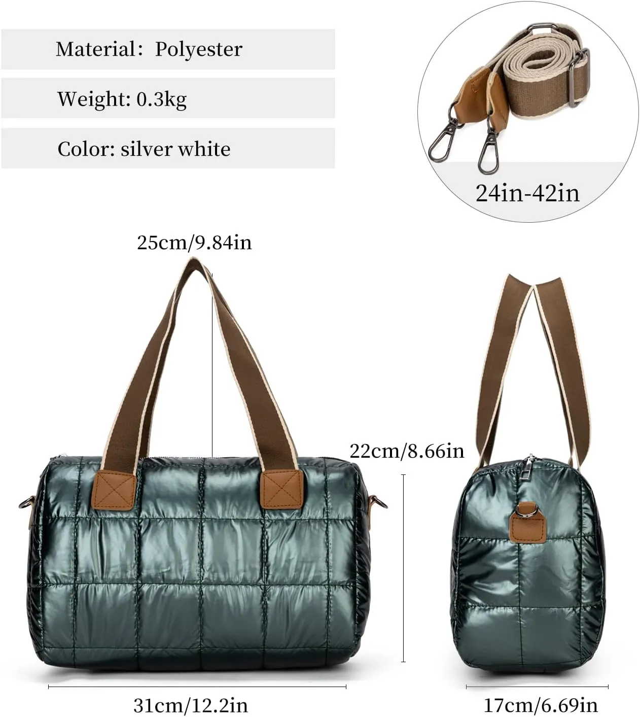 Puffer Tote Bag for Women Quilted Crossbody Bags Large Down Cotton Soft Padded Handbag