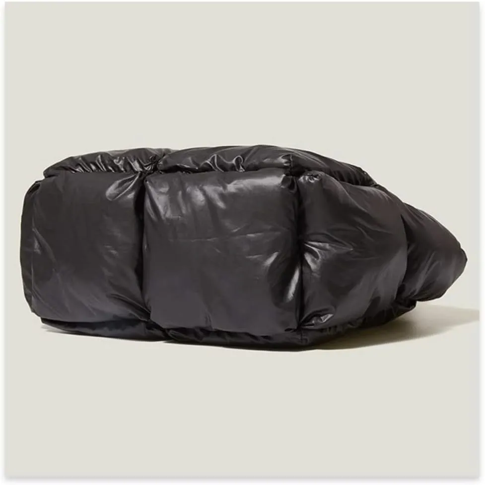 Puffer Tote Bag, Trendy Luxury Chic Quilted Large Padded Designer Handbags for Women Cotton Winter Soft Shoulder Bag
