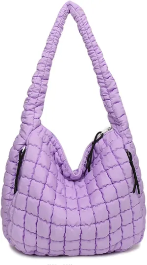 Puffy Bubble Tote Bag,Puffer Quilted Shoulder Bag for Women with Multiple Zippered Pockets, Trendy Crossbody Hobo Bag