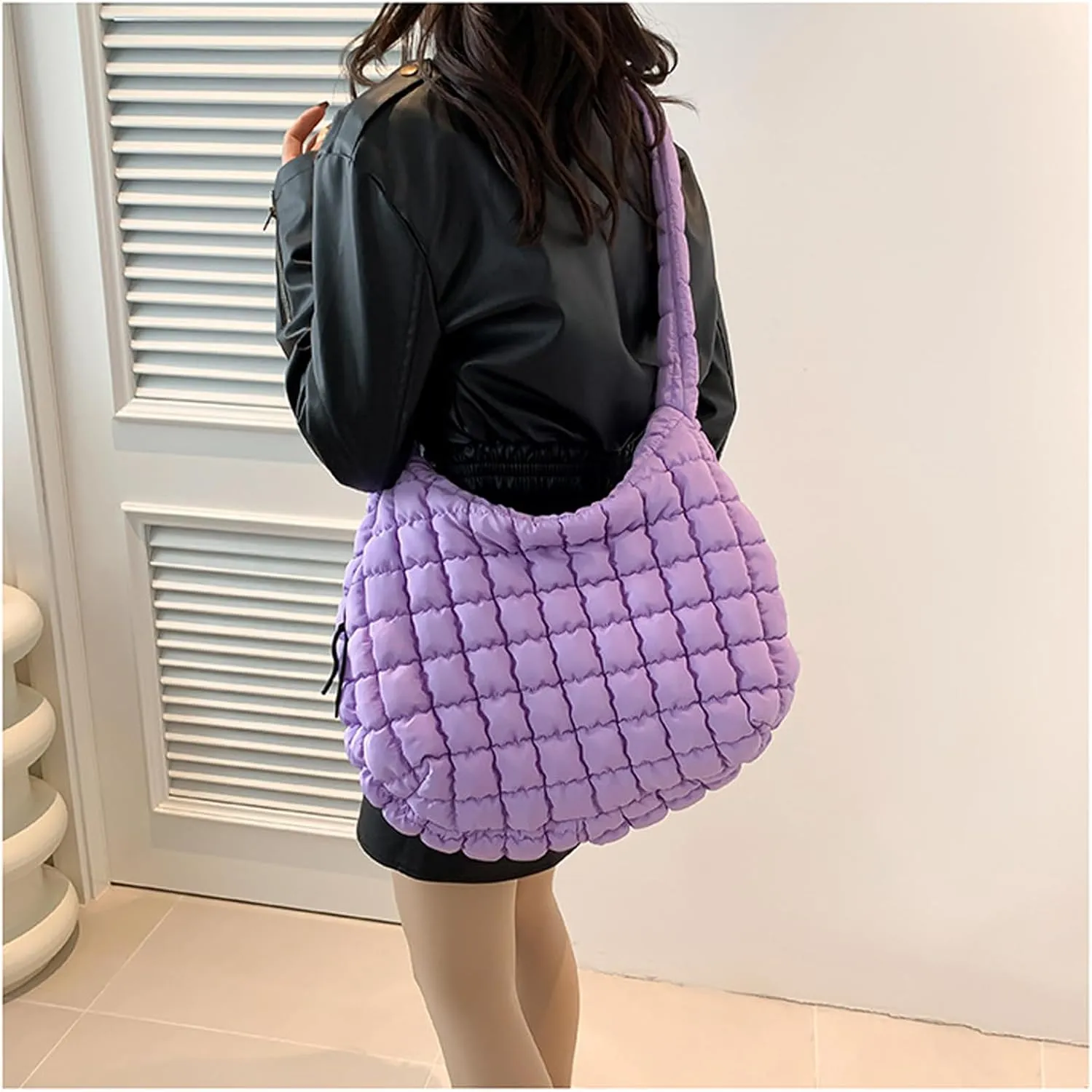Puffy Bubble Tote Bag,Puffer Quilted Shoulder Bag for Women with Multiple Zippered Pockets, Trendy Crossbody Hobo Bag