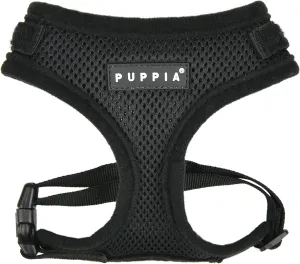Puppia Soft Superior Dog Harness Air Mesh Over-The-Head All Season No Pull No Choke Walking Training Adjustable Neck & Chest for Small & Medium Dog - Black - S