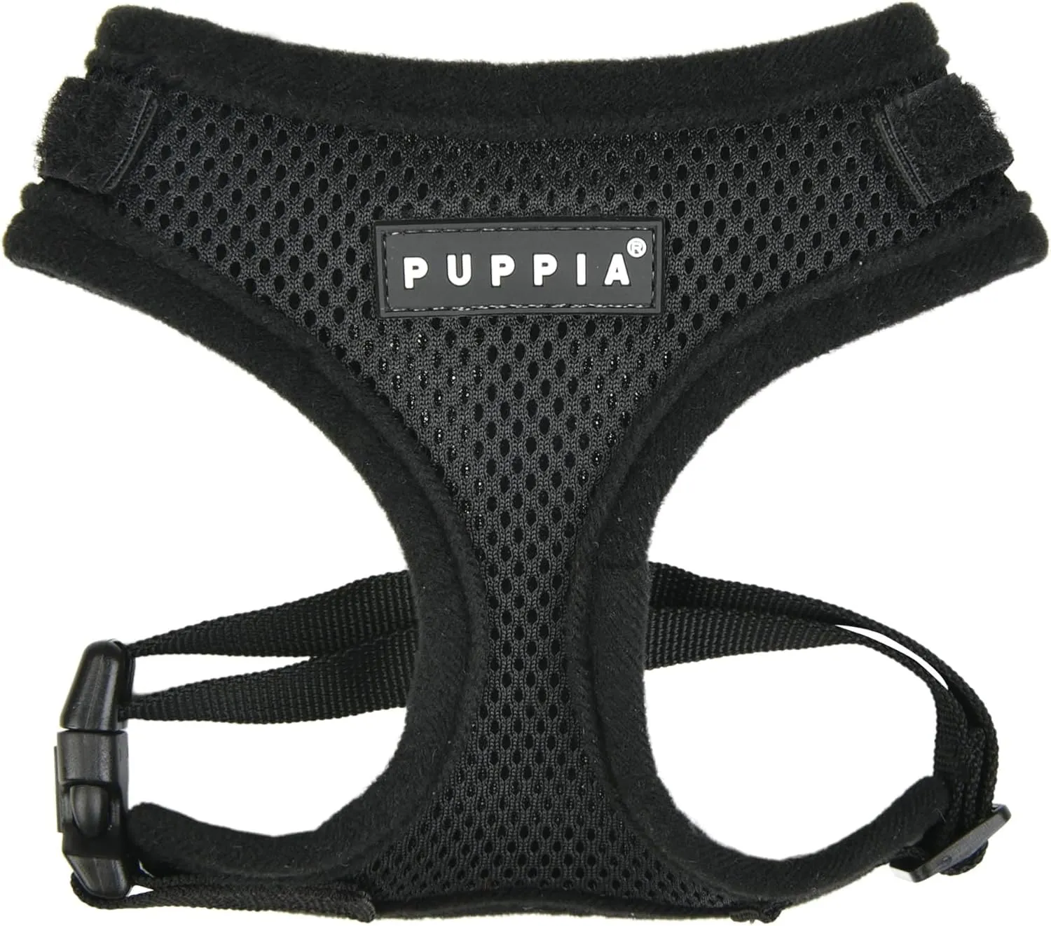 Puppia Soft Superior Dog Harness Air Mesh Over-The-Head All Season No Pull No Choke Walking Training Adjustable Neck & Chest for Small & Medium Dog - Black - S