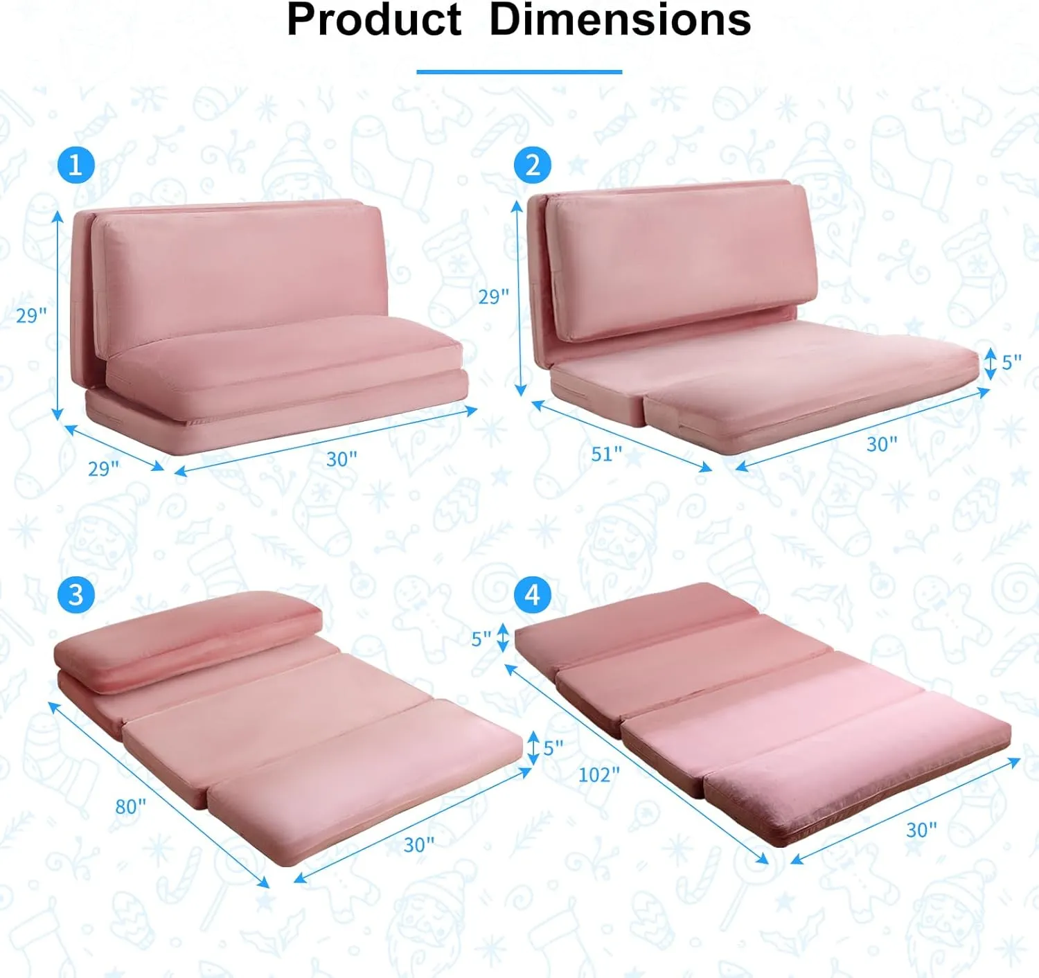 PUREMIND Single Size Bean Bag Bed Floor Chair- Extra Thick Folding Mattress Chair for Adults, Floor Lounger Pillow Cushion with Removable Faux Fur Cover, Lazy Chairs for Living Room & Bedroom