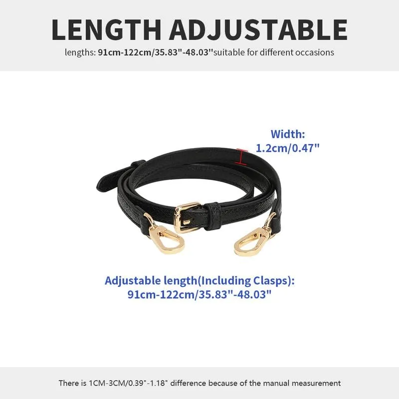 Purse Straps Replacement Crossbody Bag Strap for Dumpling Wraps Leather Purse Strap Crossbody Strap Gold Clasp Black