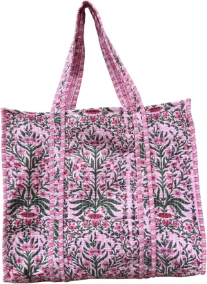 Quilted Cotton Hand printed Reversible Large multicolor cotton Tote Bag,Indian Handmade Block Printed Tote Bag Women Handbag