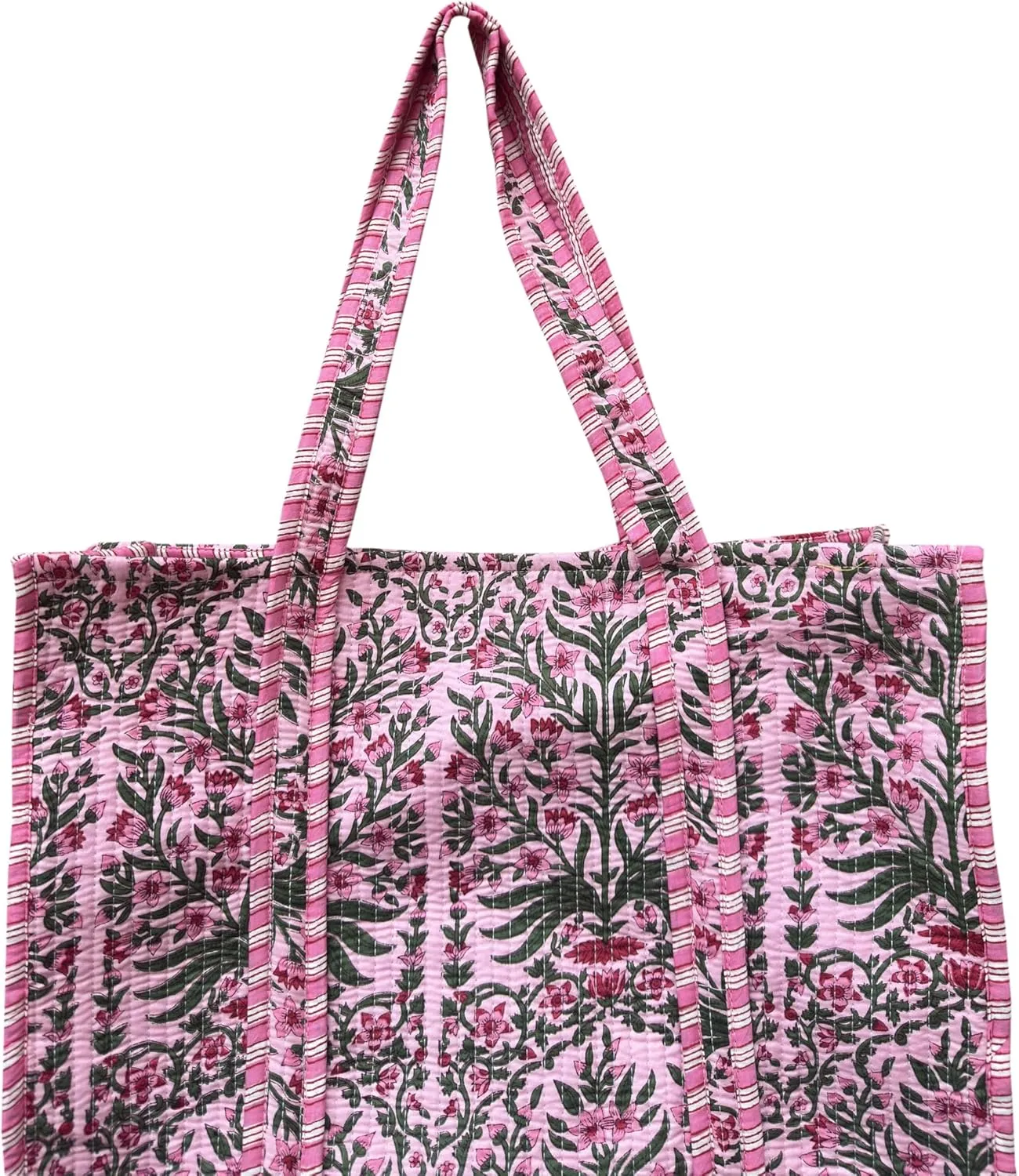 Quilted Cotton Hand printed Reversible Large multicolor cotton Tote Bag,Indian Handmade Block Printed Tote Bag Women Handbag