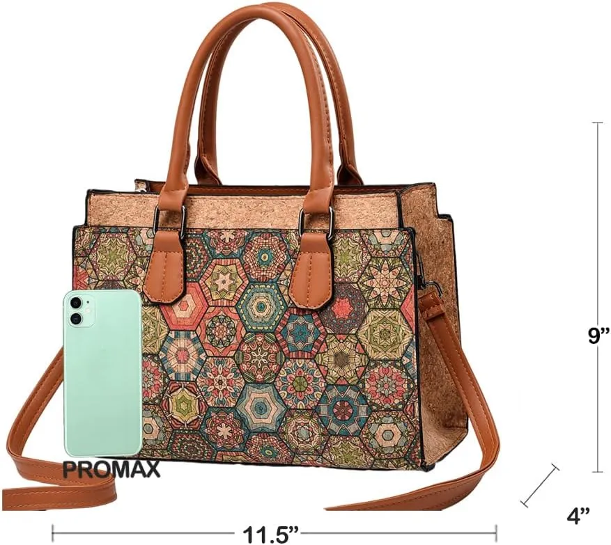 Quilted Crossbody Bags For Women Vegan Leather Purses Waterproof Natural Cork Shoulder Bag Handbags
