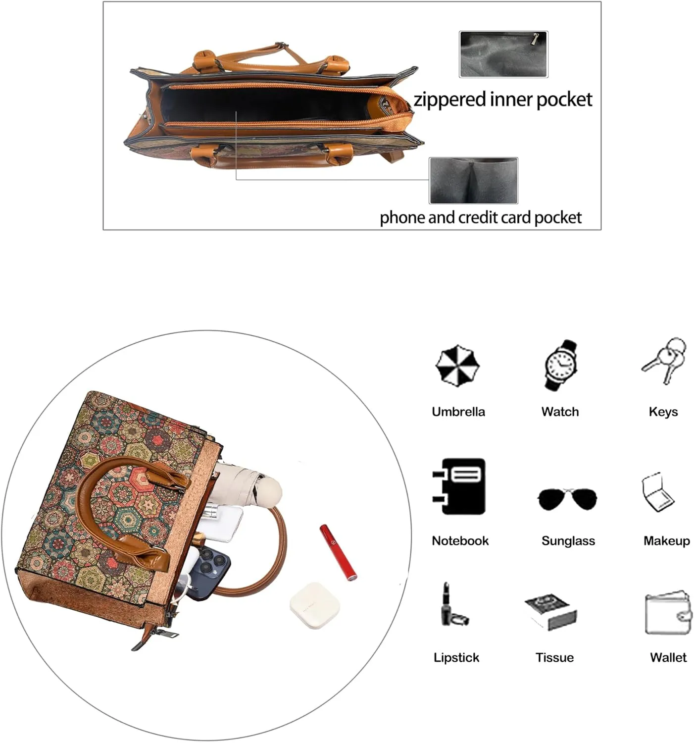Quilted Crossbody Bags For Women Vegan Leather Purses Waterproof Natural Cork Shoulder Bag Handbags