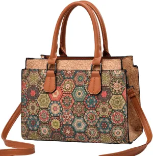 Quilted Crossbody Bags For Women Vegan Leather Purses Waterproof Natural Cork Shoulder Bag Handbags
