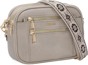 Quilted Crossbody Bags For Women Vegan Leather Small Purses Wide Strap Medium Lightweight Shoulder Handbags