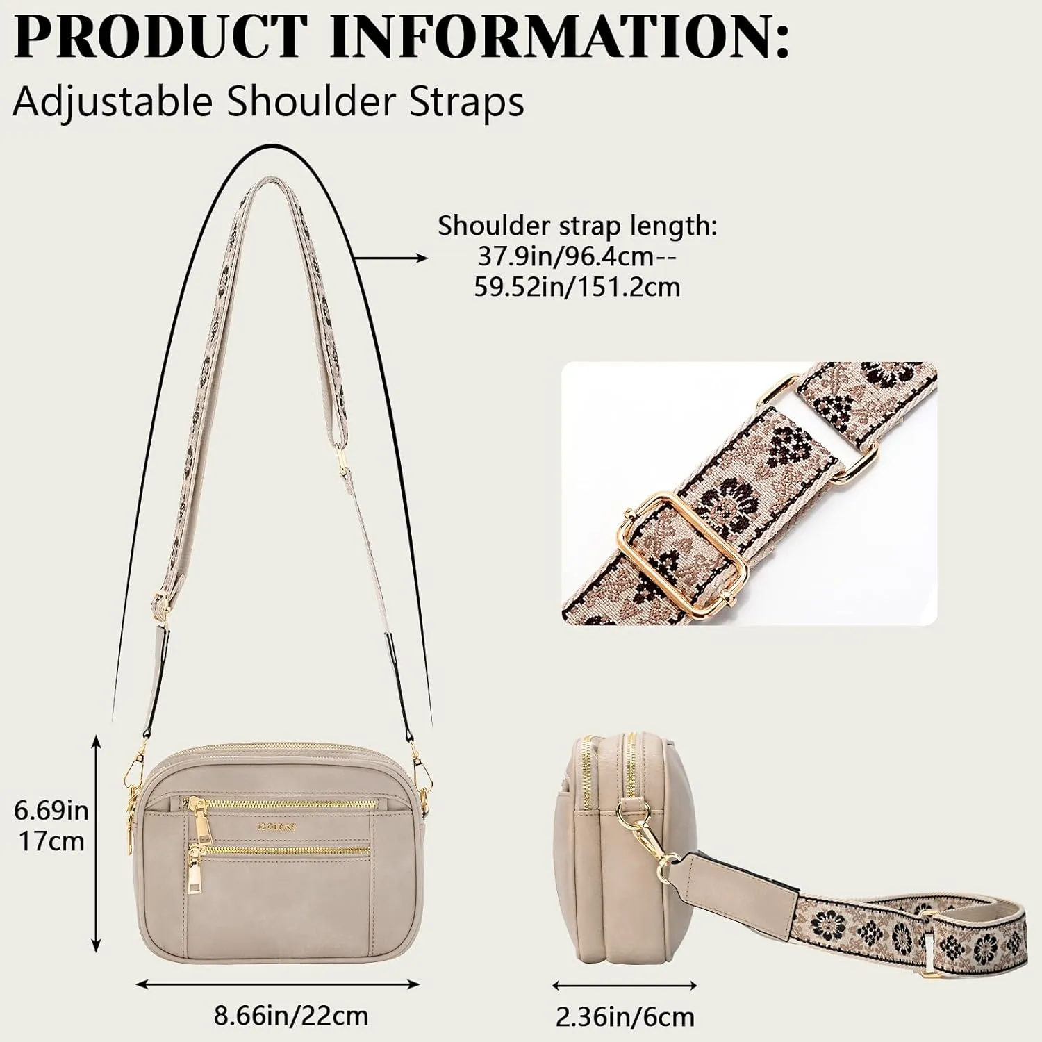 Quilted Crossbody Bags For Women Vegan Leather Small Purses Wide Strap Medium Lightweight Shoulder Handbags