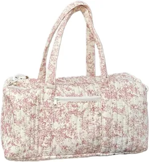 Quilted Duffle Bag For Women Cute Weekender Bag Floral Travel Bag Aesthetic Puffer Duffle Bag Cotton Diaper Tote Bag