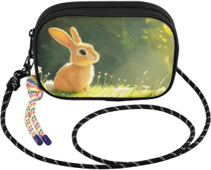 Rabbit Grassland Cute Crossbody Bags for Women Cell Phone Purses Women's Shoulder Handbag Wallet Purse with Rope Pendant