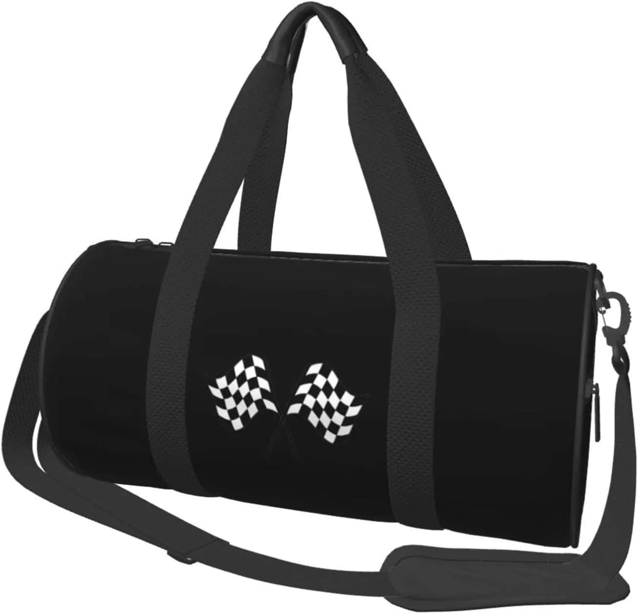 Race Checkered Racing Flag Convertible Garment Bag with Shoulder Strap, Carry on Garment Duffel Bag for Men Women - Rolling Foldable for Travel Luggage Bags (Black)
