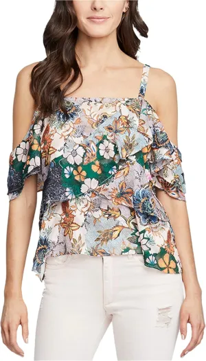 RACHEL Rachel Roy Womens Wonderlust Floral Cold Shoulder Pullover Top Pink M