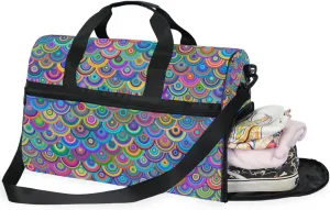Rainbow Fish Scales Duffel Bag for Travel, Large Sport Gym Bag with Shoe Compartment