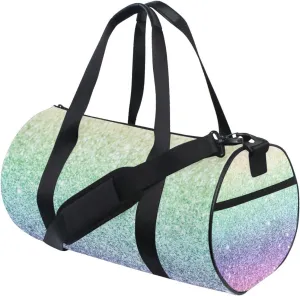 Rainbow Multi-colored Glitter and Glare Pattern Portable Gym Bag, Travel Bag, Luggage bag, Sports Bag, Toiletry Bag with Handles, Detachable Shoulder Strap 17.6 x 9 x 9 inch