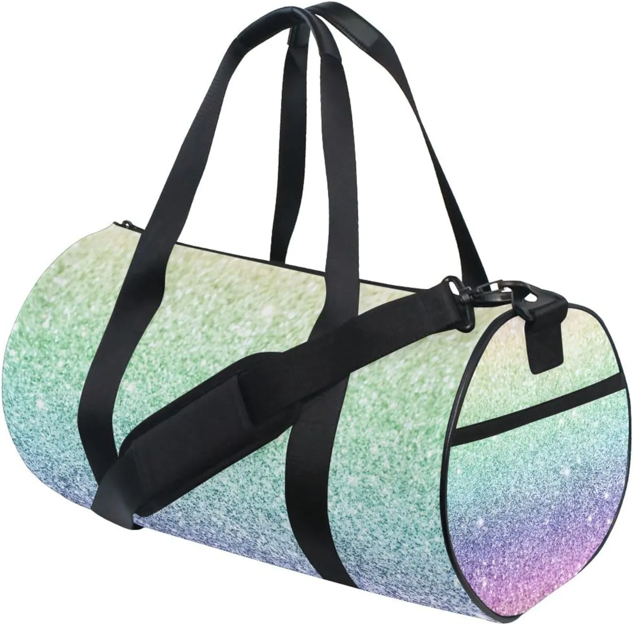Rainbow Multi-colored Glitter and Glare Pattern Portable Gym Bag, Travel Bag, Luggage bag, Sports Bag, Toiletry Bag with Handles, Detachable Shoulder Strap 17.6 x 9 x 9 inch