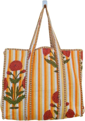 RAJBHOOMI HANDICRAFTS Women Floral Tote Hand Bag - Lightweight Travel Bag Purse Cotton Shoulder Tote Bag For Shopping Grocery & Beach Bag