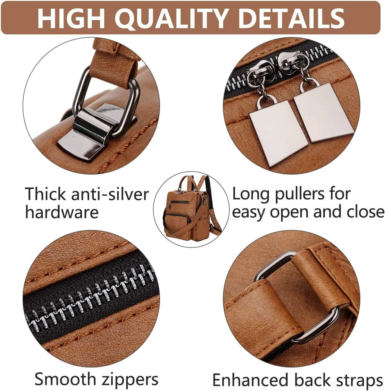 RAVUO Backpack Purse for Women, Fashion Leather Handbags Designer Convertible Satchel Ladies Shoulder Bag 3 Ways to Carry