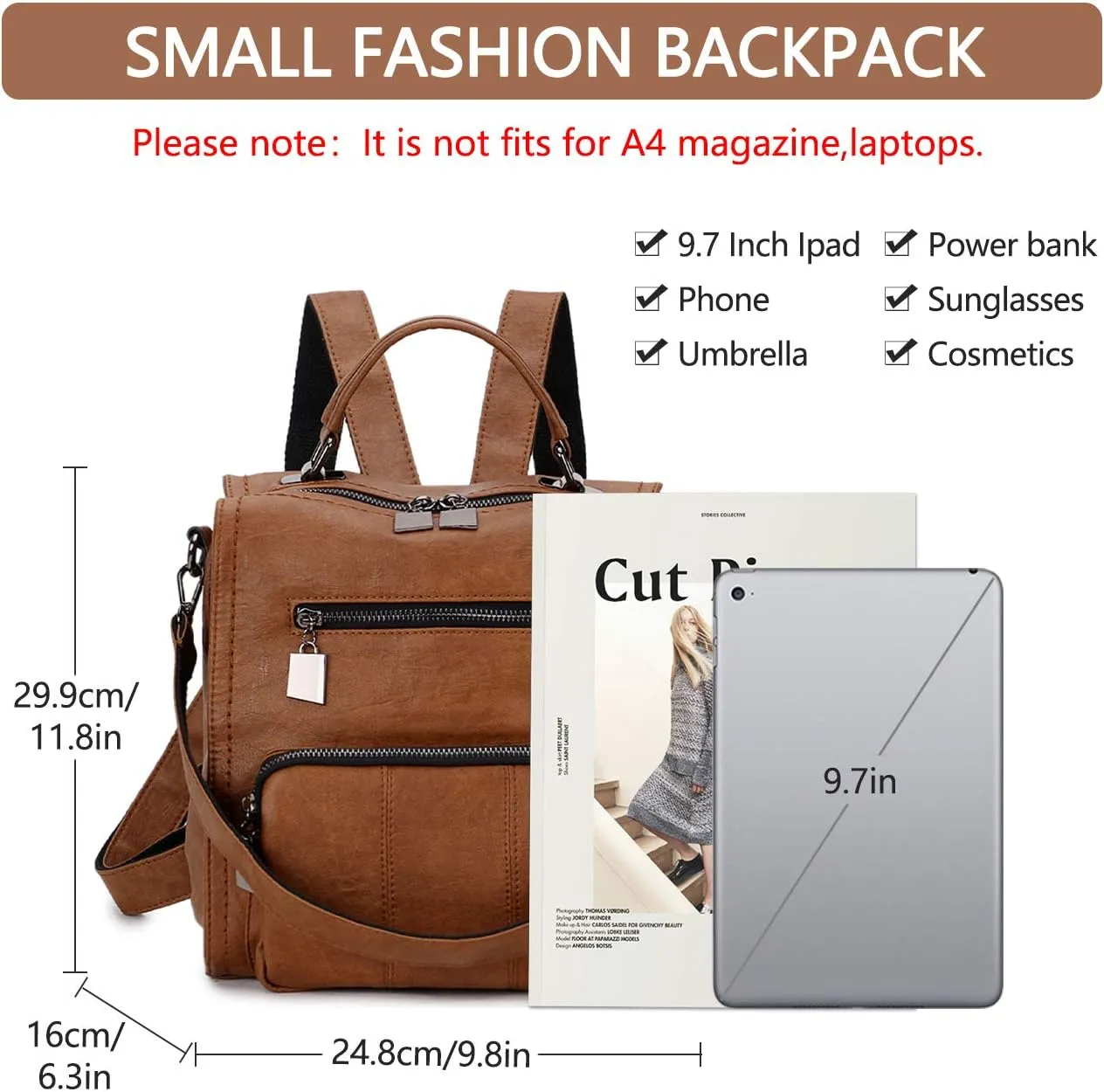 RAVUO Backpack Purse for Women, Fashion Leather Handbags Designer Convertible Satchel Ladies Shoulder Bag 3 Ways to Carry