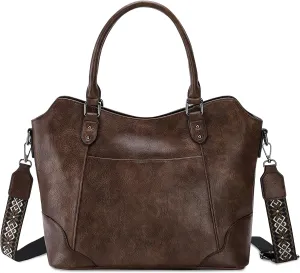 RAVUO Hobo Bag for Women, Vegan Leather Top Handle Handbag Shoulder Purse Chic Ladies Crossbody Bag W Guitar Strap