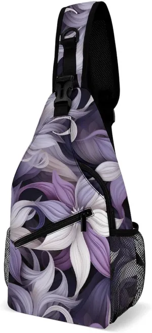 Redbud Purple Flower Plant Crossbody Sling Bag for Men Women Lightweight Chest Bag Sling Backpack for Hiking Travel