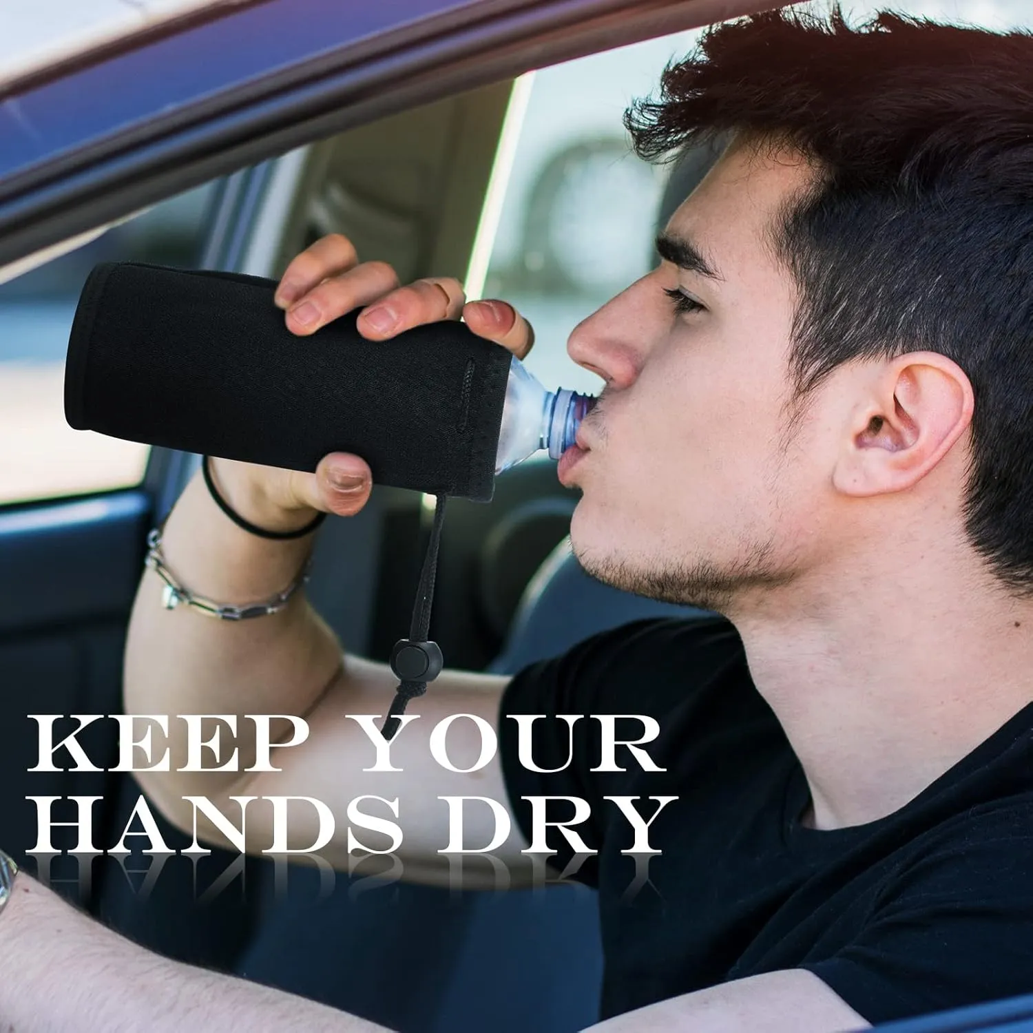 Remerry Water Bottle Bag Carrier with Adjustable Strap, Insulated Neoprene Sling Sleeve Canteen Flask Water Bottle Holder for Adults