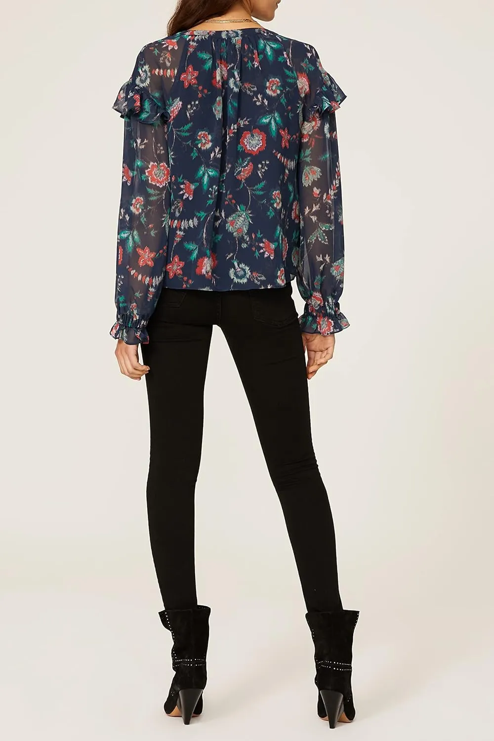 Rent The Runway Pre-Loved Blue Floral Ruffle Blouse