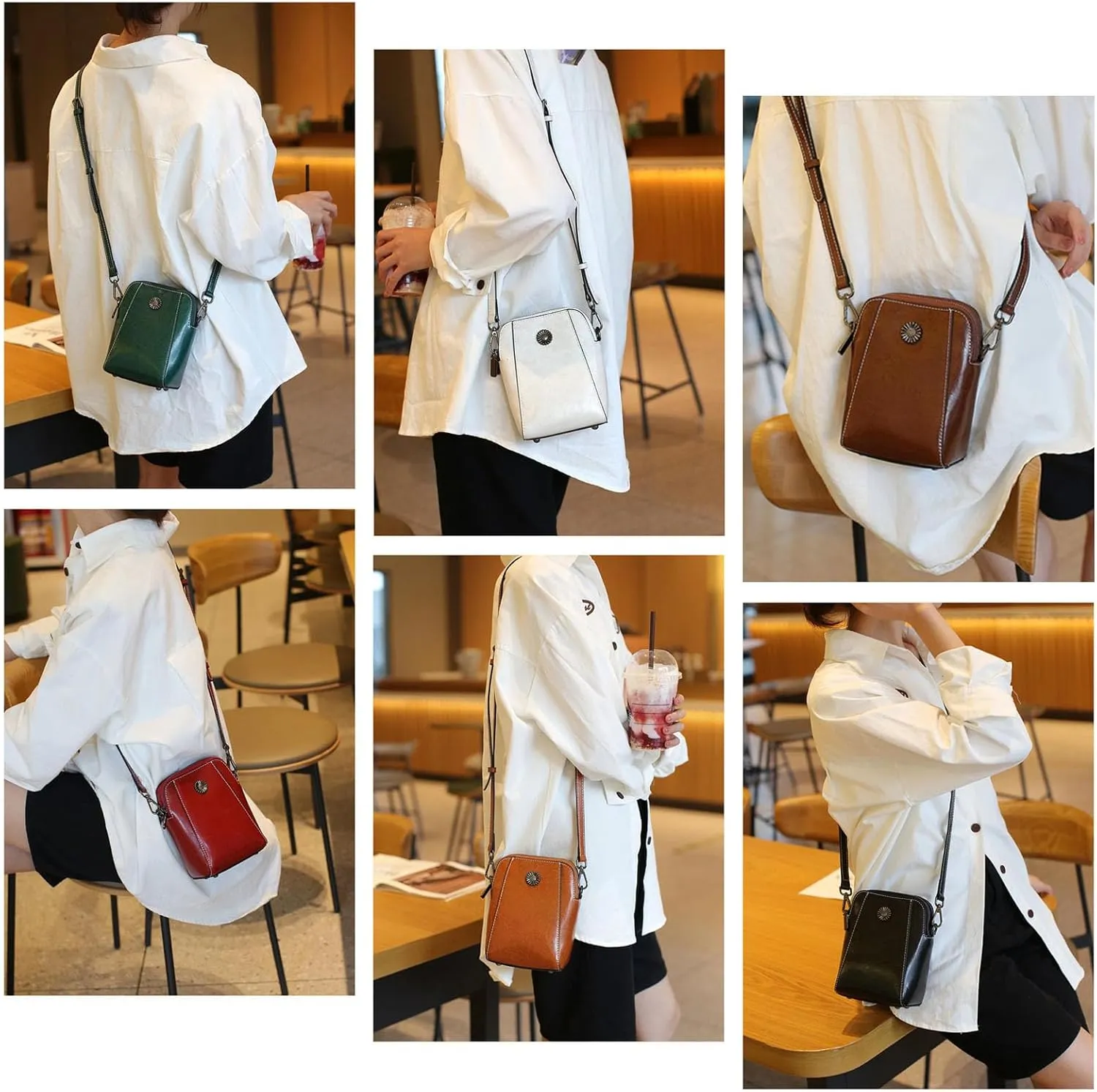 Retro All-Match Vertical Cellphone Bag, The Happy Wind Purse, Crossbody Leather Shoulder Bags and Clutches (Color #2)