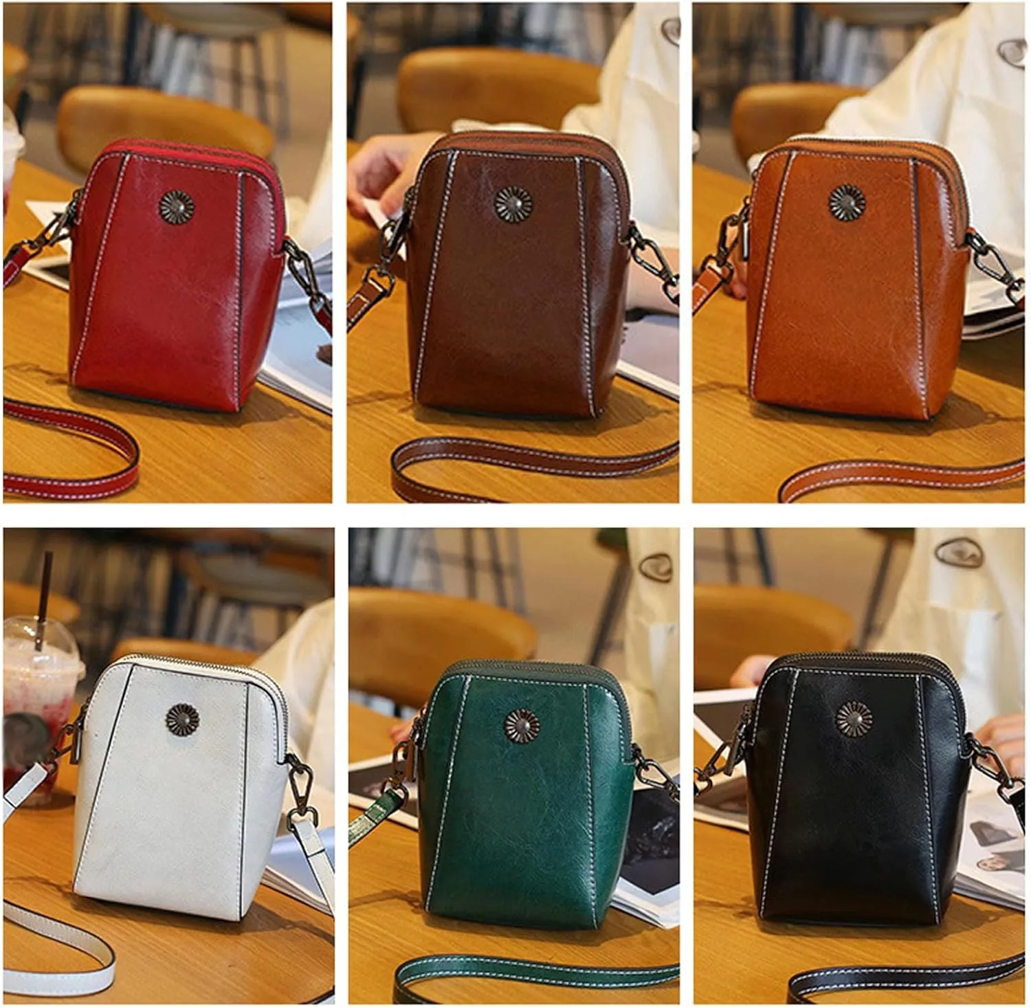Retro All-Match Vertical Cellphone Bag, The Happy Wind Purse, Crossbody Leather Shoulder Bags and Clutches (Color #2)