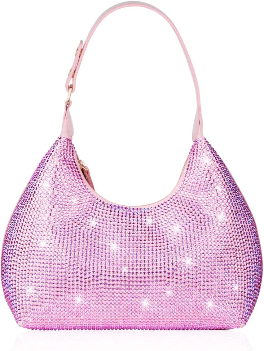 Rhinestone Handbag Black Clutch Purses for Women Evening Shoulder Diamond Bling Crystal Bag for Wedding Prom