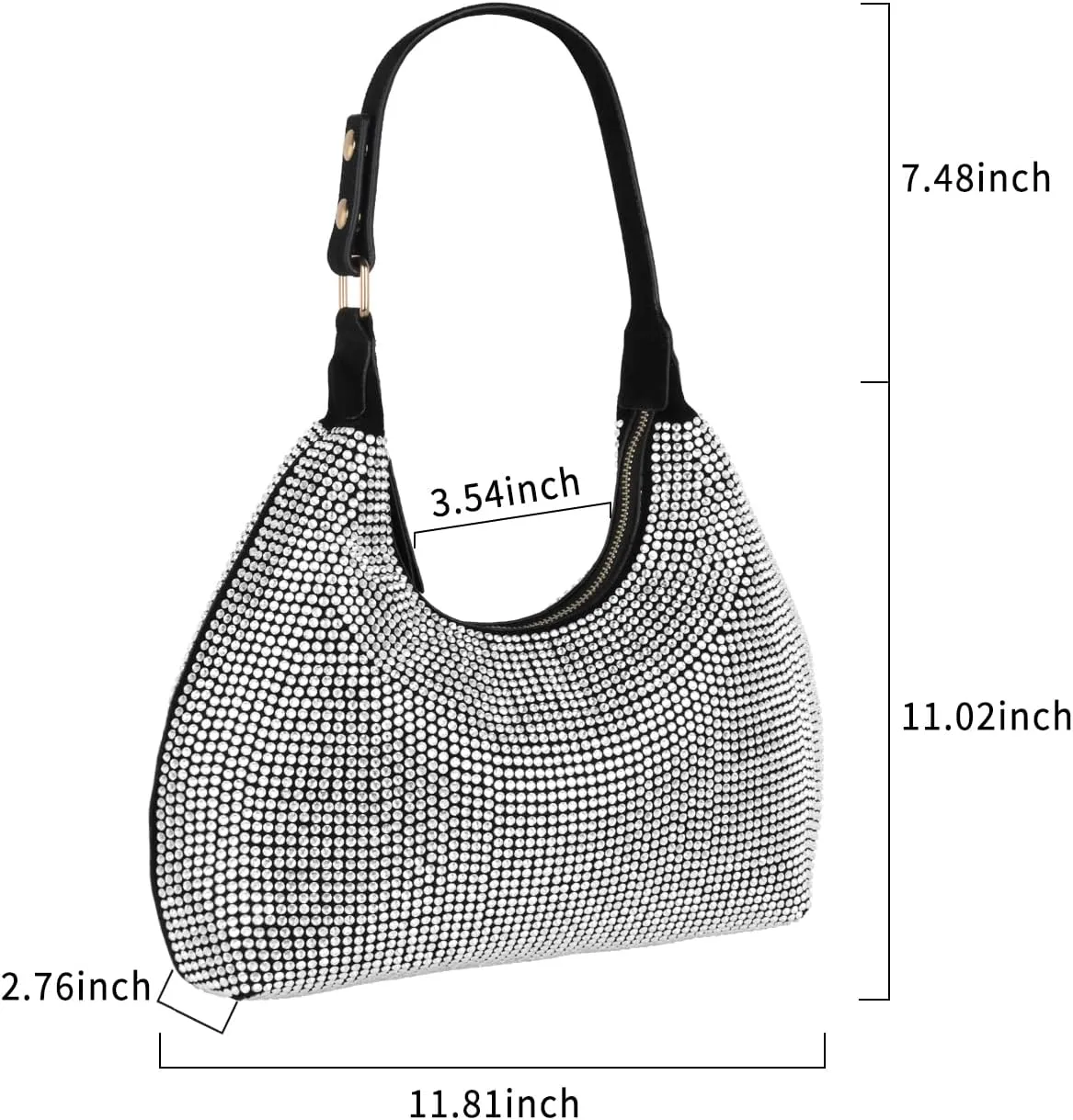 Rhinestone Handbag Black Clutch Purses for Women Evening Shoulder Diamond Bling Crystal Bag for Wedding Prom
