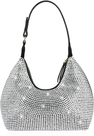 Rhinestone Handbag Black Clutch Purses for Women Evening Shoulder Diamond Bling Crystal Bag for Wedding Prom